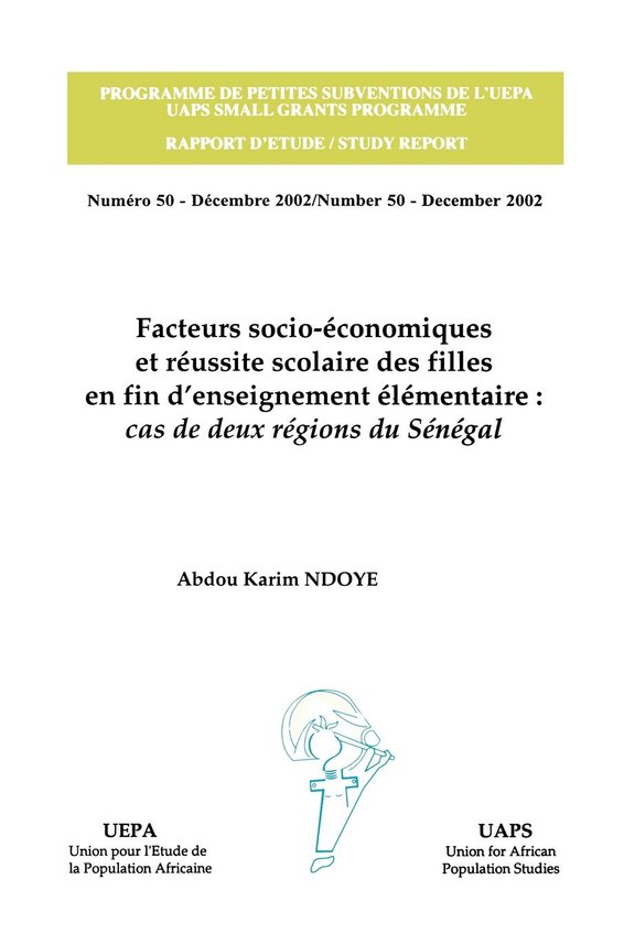 Facteurs socio-economiques et reussite scolaire des filles en fin d'enseignement elementaire